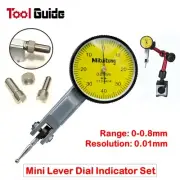 0-0.8mm, 0.01mm Grad Resolution Mini Lever Dial Indicator Gauge+Magnetic Base