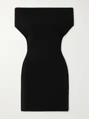[Jacquemus] Jacquemus - Cubista Off-the-shoulder Open-back Stretch-knit Mini Dress - Black - FR 40 FR 40 Black