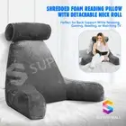 Neck Back Rest Memory Foam Pillow Reading Backrest Lumbar Support Cushion Grey