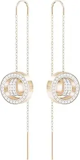 [Swarovski] Hollow Chain Pierced Earrings, White, Rose gold plating, Crystal, Crystal, Crystal, Crystal