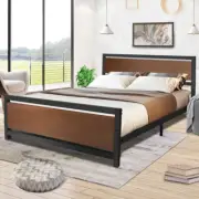 Royal Sleep King Bed Solid Wooden Pine Base with Iron Metal Frame