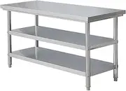 Kitchen Bench Stainless Steel Commercial Worktable,39.3in~59in Long,3 Tier Shelf for Prep & Work Table in Restaurant, Home and Kitchen，Large Capacity Storage(100X50cm/39.3X19.6in)