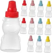 12Pcs Mini Bear Shaped Squeeze Bottles for Sauces Condiments Ketchup Salad Dressing Lightweight Portable Tiny Containers for Travel Camping