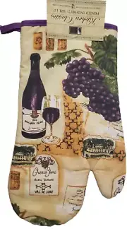 1 Printed Jumbo Oven Mitt, 13", WINE & GRAPES, BOTTLE,GLASS & CORKS 14,purple,BH