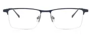Rectangle Semi Rimless Metal Men's Glasses Online Blue Size 54 - Lenses Included - Private Health Rebate - Blue Light Block - SmartBuy Collection