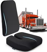 Elmara Truck Seat Cushion for Back Pain – Truck Driver Seat Cushion & Back Support – Trucker Gifts – Semi Truck Accessories for Men & Women – 2-Piece Set (Black)