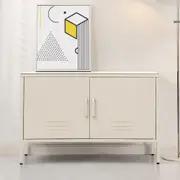 Metal Locker Style Buffet Sideboard Storage Cabinet - White