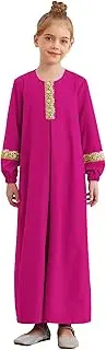 [RUNQHUI] Kids Girls Middle East Prayer Maxi Dress Muslim Abaya Teens Islamic Modest Arabian Dresses Dubai Attire Kaftan