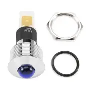DC 24V 19mm Thread Dia Push-in Mount Convex Head Blue LED Signal Indicator Light