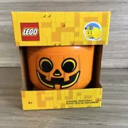 LEGO Storage Pumpkin Head Small Orange Container Halloween Decor 6"x7.5" NEW