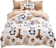 ED-Lumos Bed Linen Set, Microfibre, Animals, Panda, Koala, Rabbit, Giraffe Bed Linen with Zip, 1 x Duvet Cover 180 x 220 cm + 1 x Bed Sheet 230 x 230 cm + 2 x Pillowcases 48 x 74 cm
