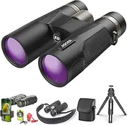 12x42 ED IPX7 Waterproof Binoculars for Adults High Powered, Easy-to-Focus Image Stabilized Binoculars, Perfect for Bird Watching/Hunting(Gift:Shoulder Strap&Tripod& Phone Holder&Compass&Whistle)