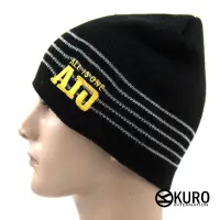 在飛比找蝦皮商城優惠-KURO-SHOP黑色條紋 AIO電繡 針織帽 扁帽