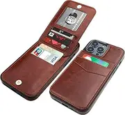KIHUWEY Compatible with iPhone 14 Pro Max Case Wallet with Credit Card Holder, Flip Premium Leather Magnetic Clasp Kickstand Heavy Duty Protective Cover for iPhone 14 Pro Max 6.7 Inch (Brown)
