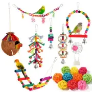 Bird Toys 17 Pcs Bird Parakeet Swing Chewing Hanging Toys Climbing Ladder Coc...