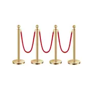 VEVOR 4 Pcs Gold Stanchion Post 3 Red Velvet Ropes Sand Injection Hollow Base