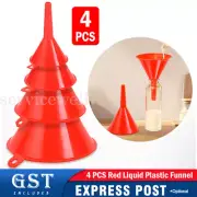 4Pcs Red Medium Liquid Funnel Set Variety Large Small Plastic Funnel Kitchen AU