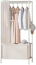Portable Wardrobe Rack,Cloth Wardrobe,Wardrobe Portable Wardrobe Shelves, Canvas Wardrobe for Bedroom, Fabric Wardrobe Foldable Closet for Clothes, Bags,White-Withdoorcurtain
