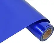 RENLITONG HTV Shiny Blue PU Stretch Metallic Heat Transfer Vinyl 12 Inch x 7 feet Roll DIY for T-Shirt Clothing Iron on Vinyl for All Cutter Machine Glossy(Shiny Blue)