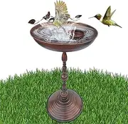 Garden Bird Bath - Garden Standing Bird Bath Waterer,Courtyard Iron Art, Antiqued Animals Water Bowl Statue for Hummingbird Parrot Parakeet Patio Yard