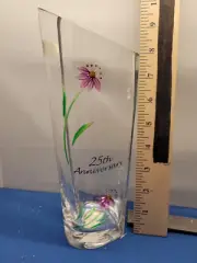 25th Anniversary Heart Shaped Vase Fenton Artware Hand Painted 10 inches U01P