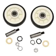 2PCS Dryer Drum Support Roller and Shaft for 303373, 12051541, ER303373K, 303373K Black white