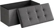 SONGMICS MAZIE Collection - 30 Inches Folding Storage Ottoman Bench, Ottoman Foot Rest, End of Bed Bench, Storage Chest, Load 660 lb, for Living Room, Bedroom, Entryway, Dark Gray ULSF47K