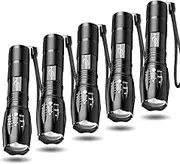 MODOAO Tactical Flashlight 5 Pack - Tac Light Torch - XML T6 - Brightest LED Flashlight with 5 Modes - Adjustable Waterproof Flashlight for Biking Camping