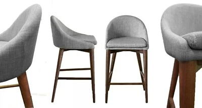 TREND BAR STOOL GREY FABRIC WITH SOLID ASH WOOD FRAME BNIB LUXURY FURNITURE