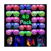 HWG 40 Pack Glow in The Dark Glasses, LED Christmas Party Supplies 5 Colors L...