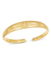 Bloomingdale's Lattice Texture Graduated Cuff Bangle Bracelet in 14K Yellow Gold