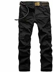 [HanzhuoLG] Men's Overalls Military Tactical Camouflage Cargo Pants Training Work Camo Combat Offroad Army Male Clothing Baggy Trousers For Men black S