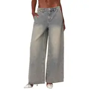 EDIKTED Baggy Wide Leg Jeans in Gray at Nordstrom, Size Small