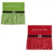 Christmas Chair Cover Non-Woven Fabric Sequins Elf Dining Chair Back Covers Gift