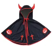 Kids Halloween Party Demon Cloak Hooded Cape Robe Cosplay Costumes, Black