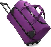 [PJFSI] Rolling Duffle Bag with Wheels, Foldable Gym Bag with Wheels and Handle Travel Duffel Bag,Travel-Friendly and Lightweight(Purple)