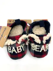 Dearfoams Cozy Comfort Kid's Baby Bear Closed Back Slippers Size 3/4, Brand New!