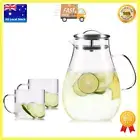 3 Piece Tea Set Classic Penguin Design Glass Teapot 1900ml + 2 Small Tea Cups