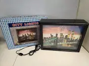 Vintage 90's New York City Fiber Optic Light Clock Twin Towers Brooklyn Bridge