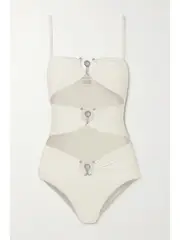 [Christopher Esber] Christopher Esber - Embellished Cutout Swimsuit - White - UK 14 UK 14 White