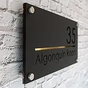 Acrylic Custom Modern House Numbers,House Numbers Sign, Personalized Floating Address Plaque Plate (Font Color:Mirror Gold, 40x20cm)