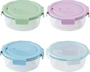 4 PCS 32 oz Round Glass Food Storage Containers with Lids – Heat-Resistant, Microwave/Oven/Freezer Safe – Meal Prep Containers for Lunch, Leftovers, Baby Food, Snacks, BPA-Free, Dishwasher Safe