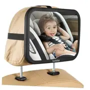 Baby Car Mirror Most Stable Backseat Mirror with Premium Matte Finish BLACK