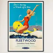 Galrie Vintage Fleetwood Lancashire Family Resort Travel Poster for Home Décor Wall Art, Black Frame, 50 x 70cm (20 x 28inch)