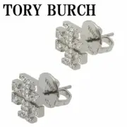 Tory Burch 53423 042 Earrings Kira Pave Double T Silver JPN Limited Collection