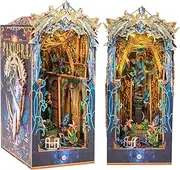 Fxvhojq DIY Book Nook Kit,3D Bookend Kit,Book Nook Dollhouse Kit,Wooden Book Nook Kit,Educational Dollhouse Model Building Kits for Kids Over 14 Years Old