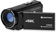 AgfaPhoto Realimove CC4000W Waterproof Camcorder 4K Touch Screen 3.0" 18X Digital Zoom Video 2.7K Photo 24MP Remote Control LED Lithium Battery - Black