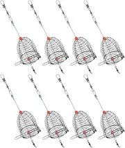 HANABASS Essential Fishing Gear 8pcs Bait Cages Stainless Steel Release Cages for Outdoor Fishing Bait