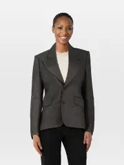 Grey Single Breasted Wool Blazer