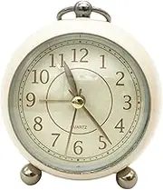 Upiulote Vintage Alarm Clock, 4" Non Ticking Loud Alarm Clock with Nightlight, Standing/Hanging Battery Operated Timer for Bedroom Bedside Table